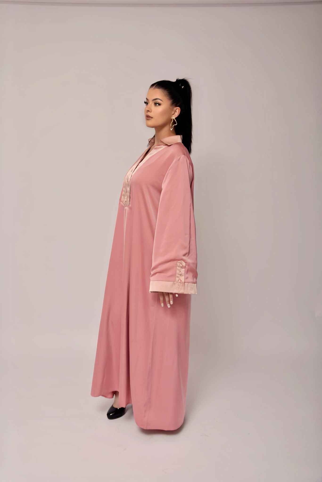 Robe Signature Contrastée – Rose Velours