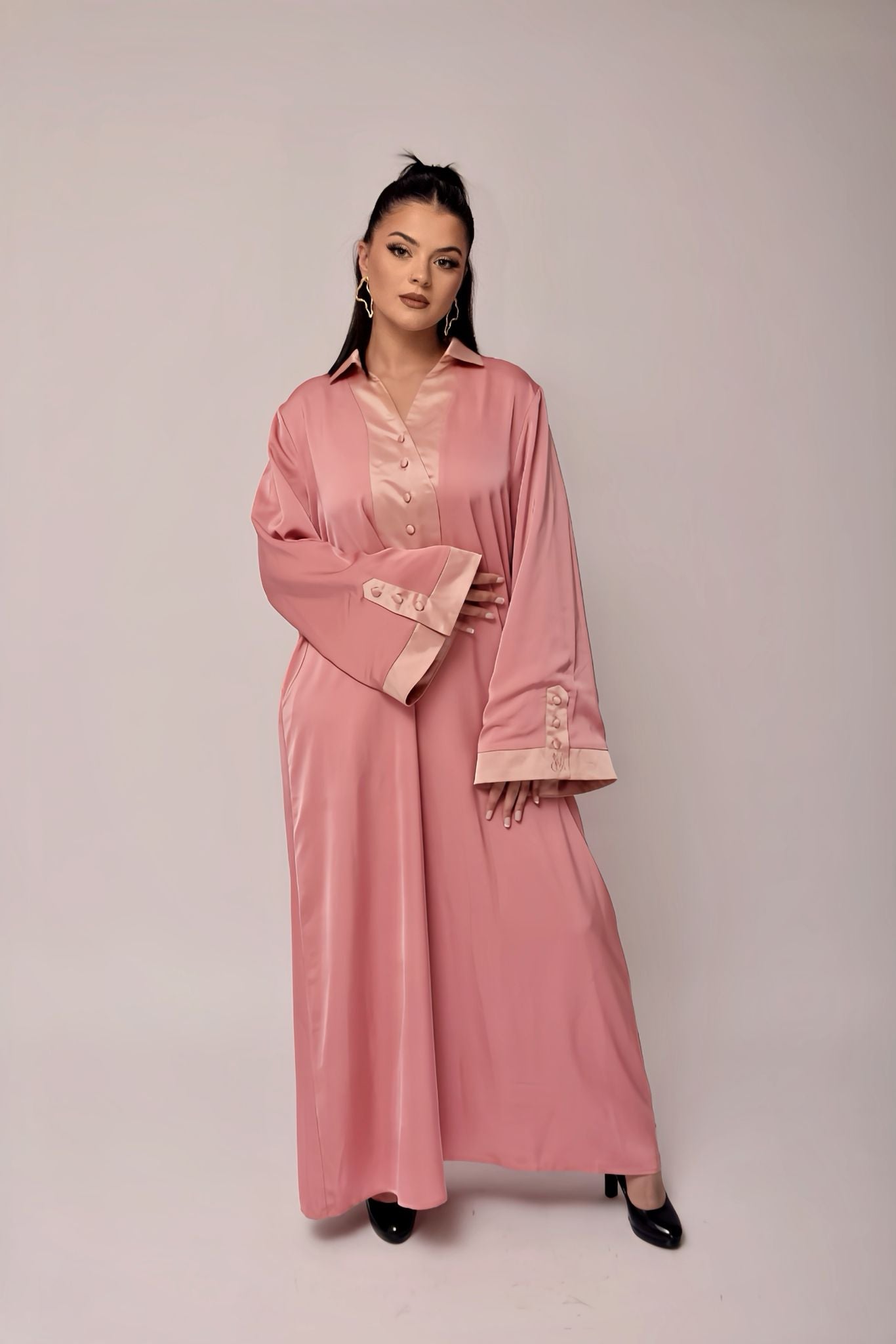 Robe Signature Contrastée – Rose Velours
