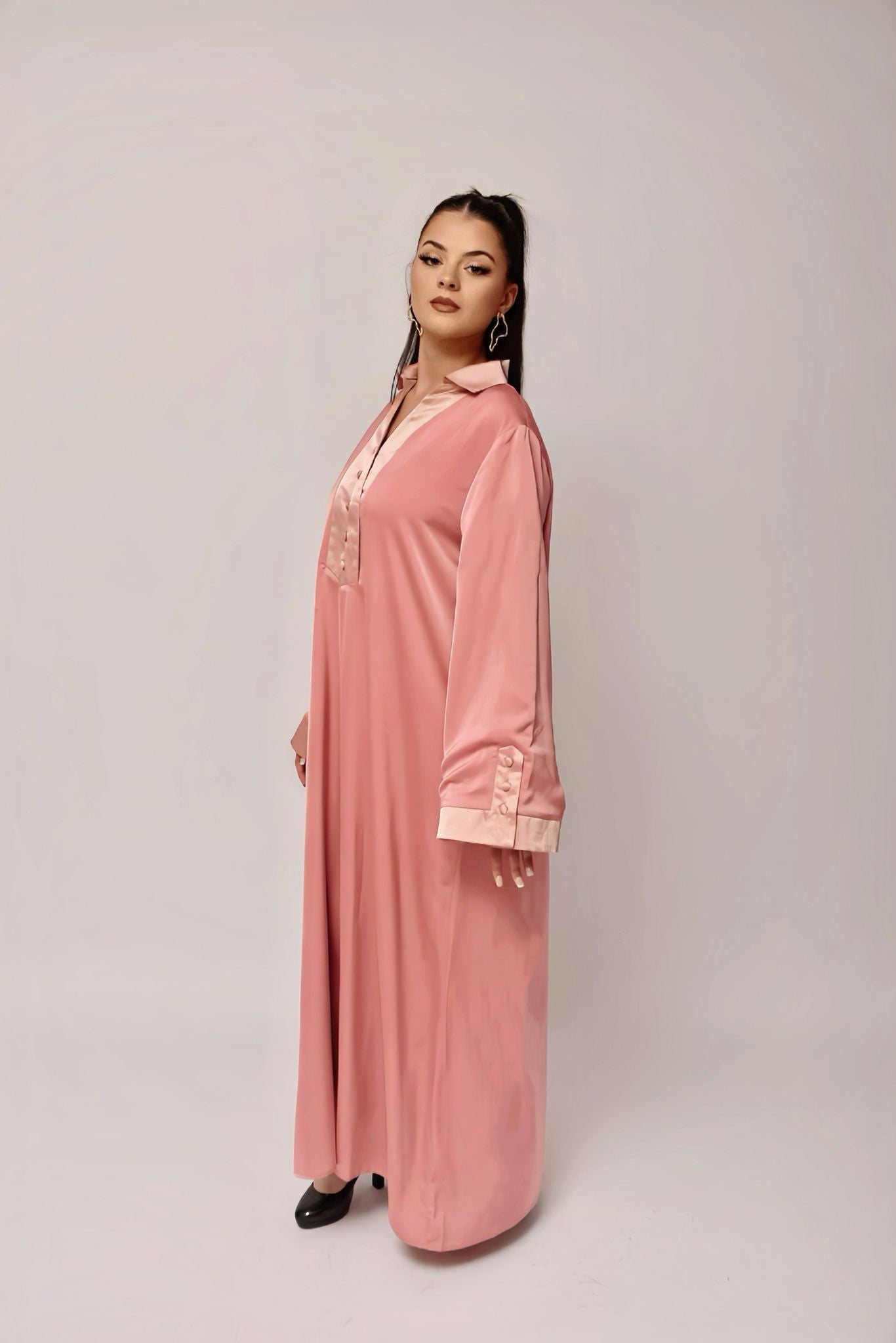 Robe Signature Contrastée – Rose Velours