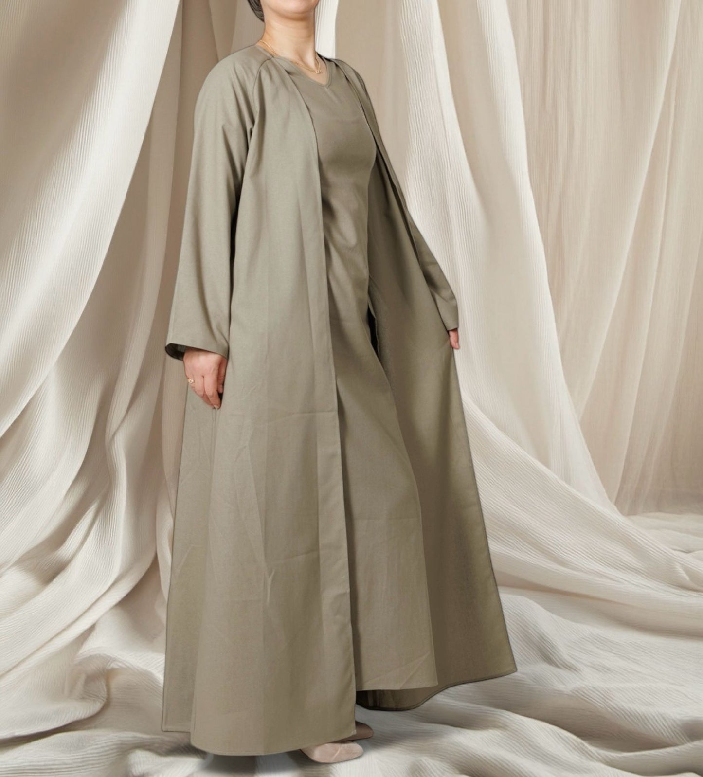 kimono ensembles en Lin Uni - Couleur Kaki Clair