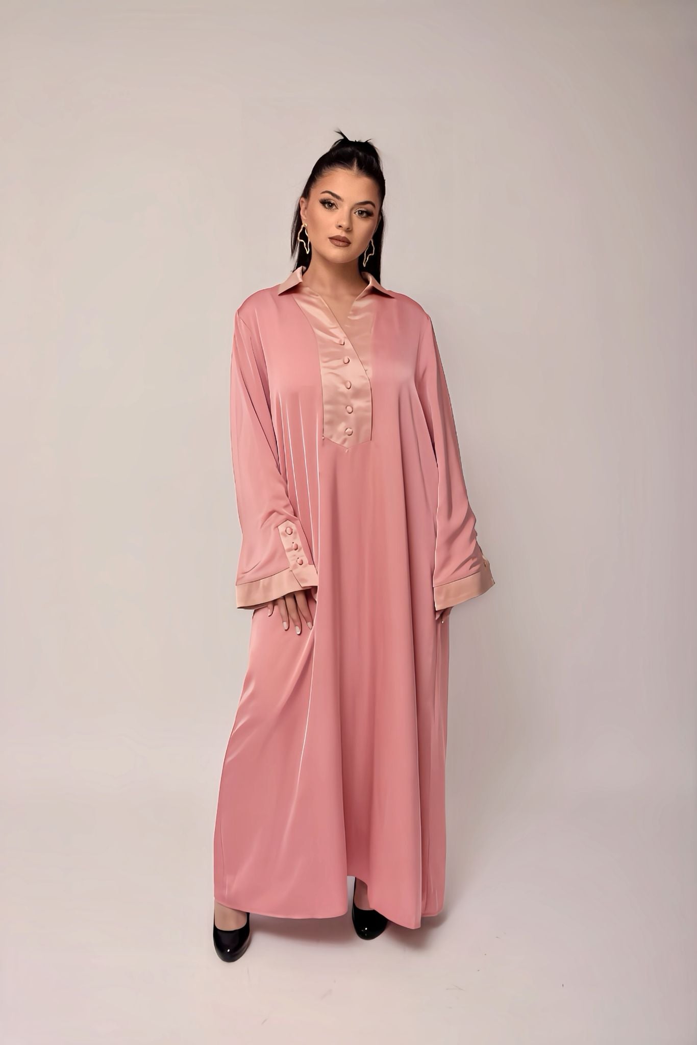 Robe Signature Contrastée – Rose Velours