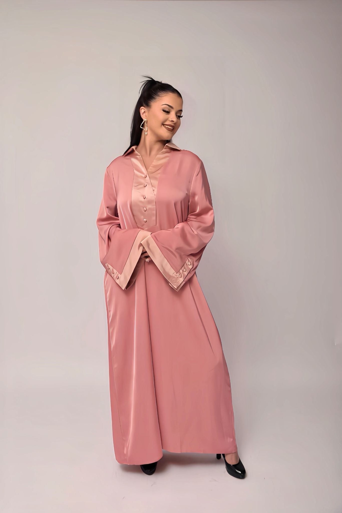 Robe Signature Contrastée – Rose Velours