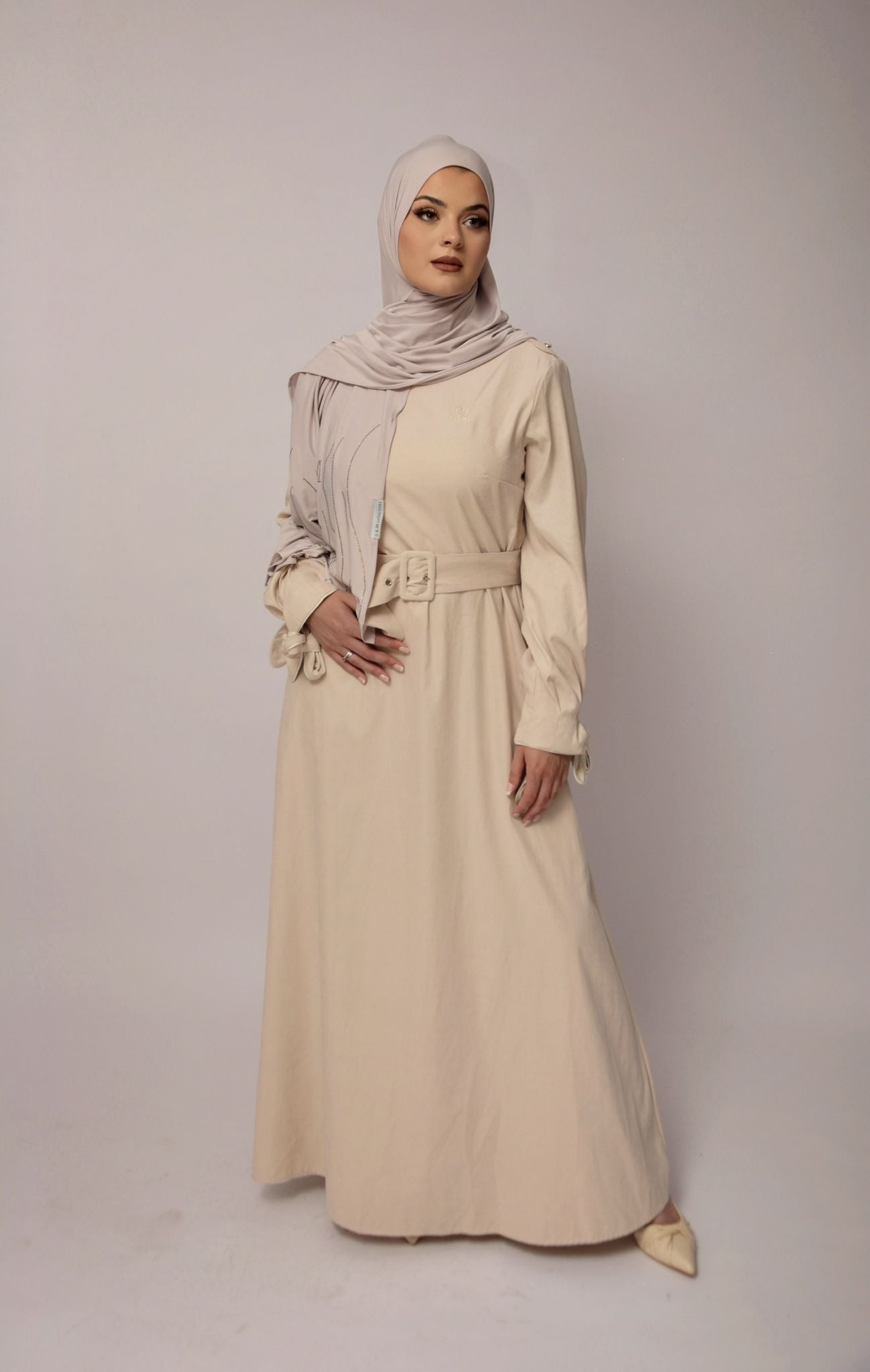 Belted Dress – Sand Beige