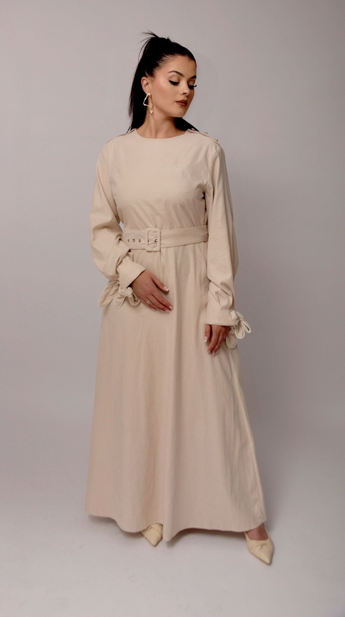 Belted Dress – Sand Beige