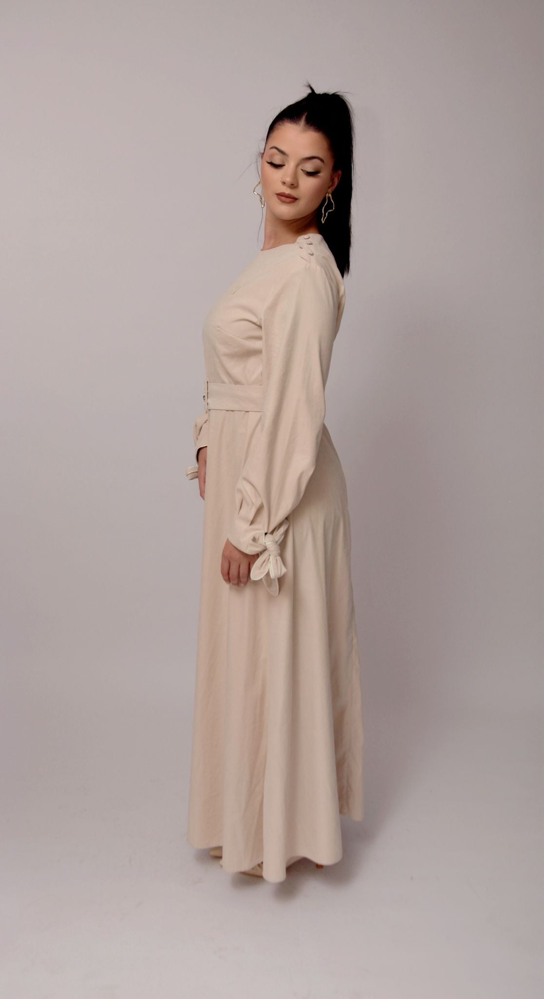 Belted Dress – Sand Beige