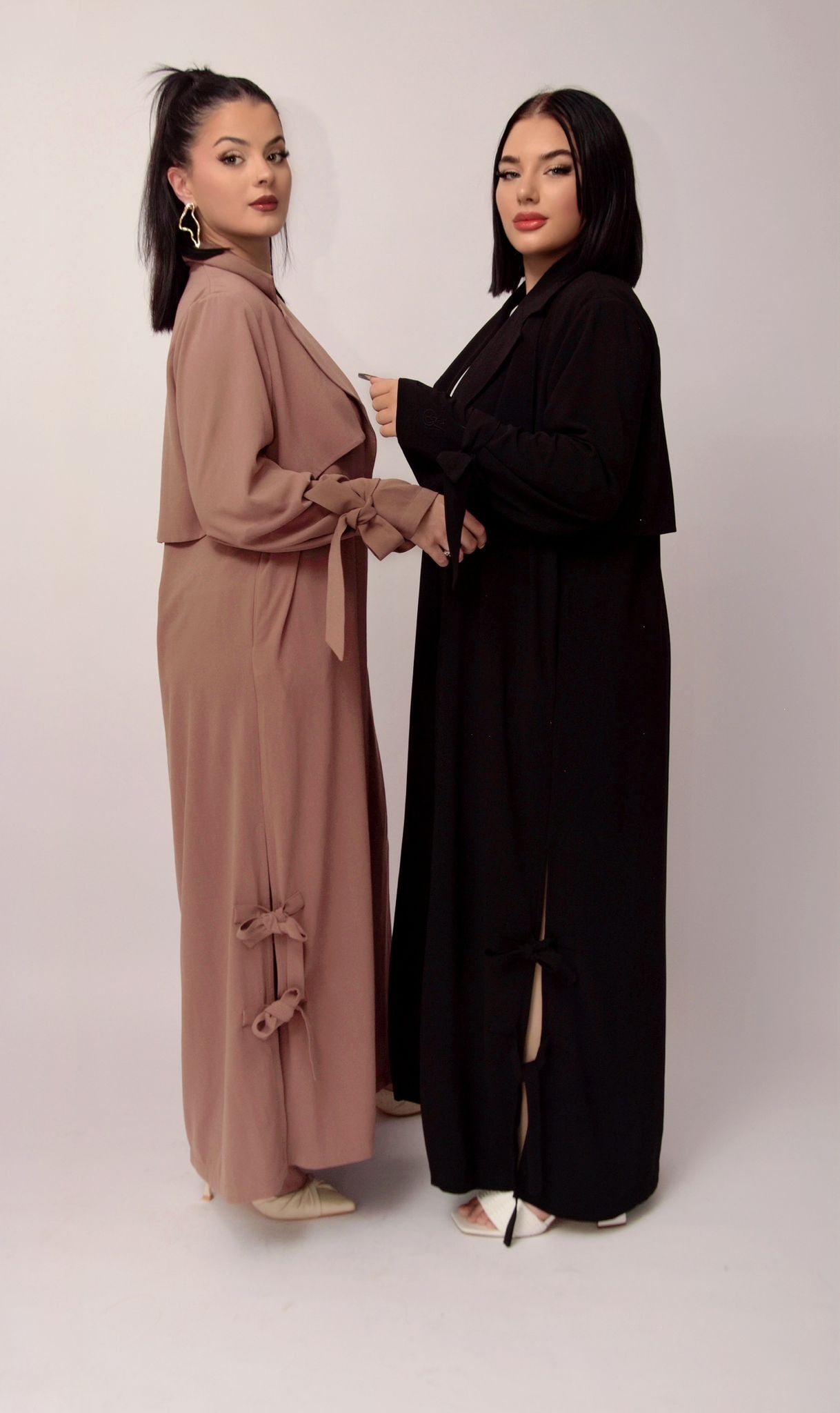 Trench Abaya Nouée – Rose Poudré