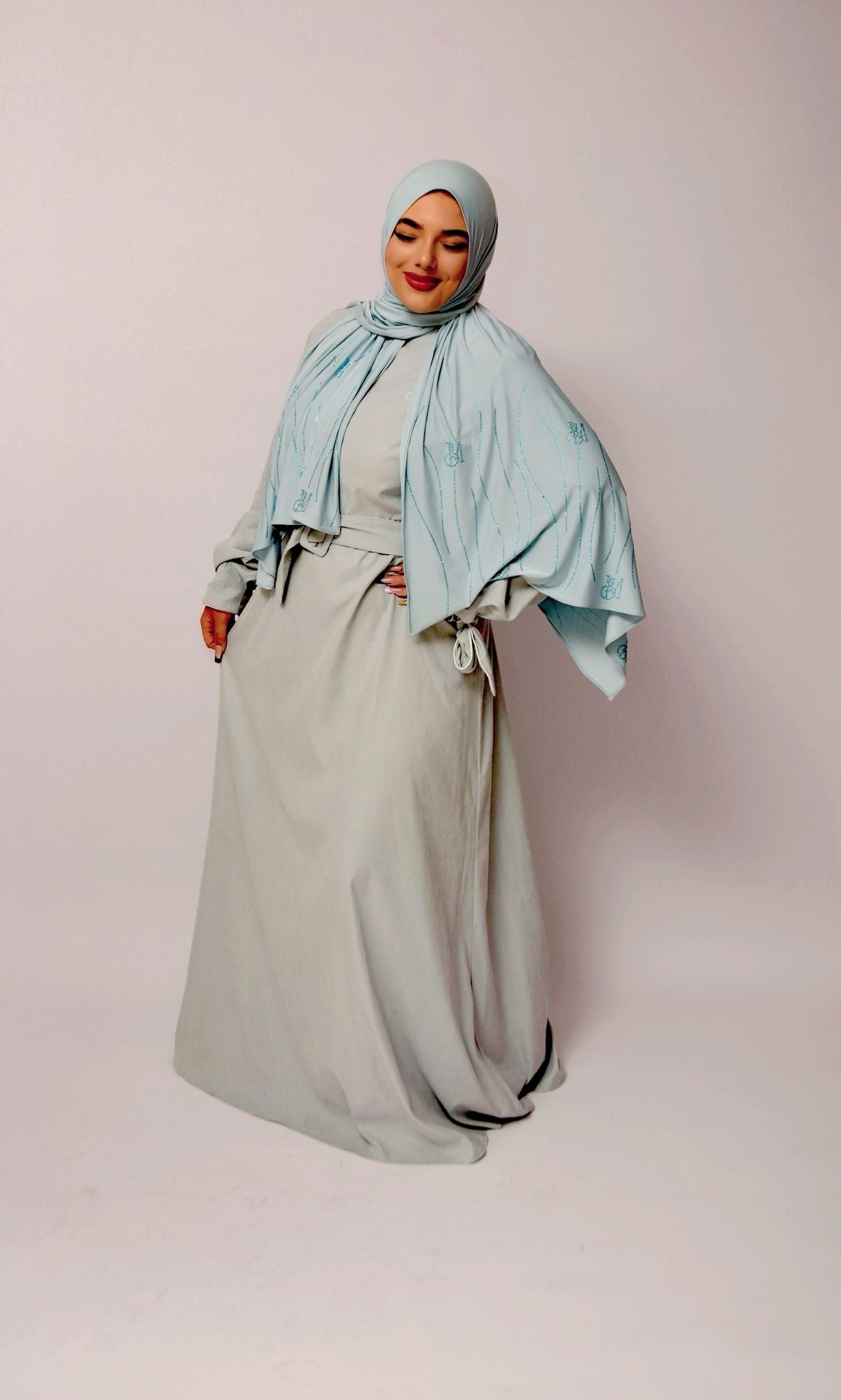 Belted Dress – Ice Blue