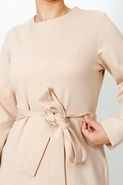 Long dress with belt - Beige color
