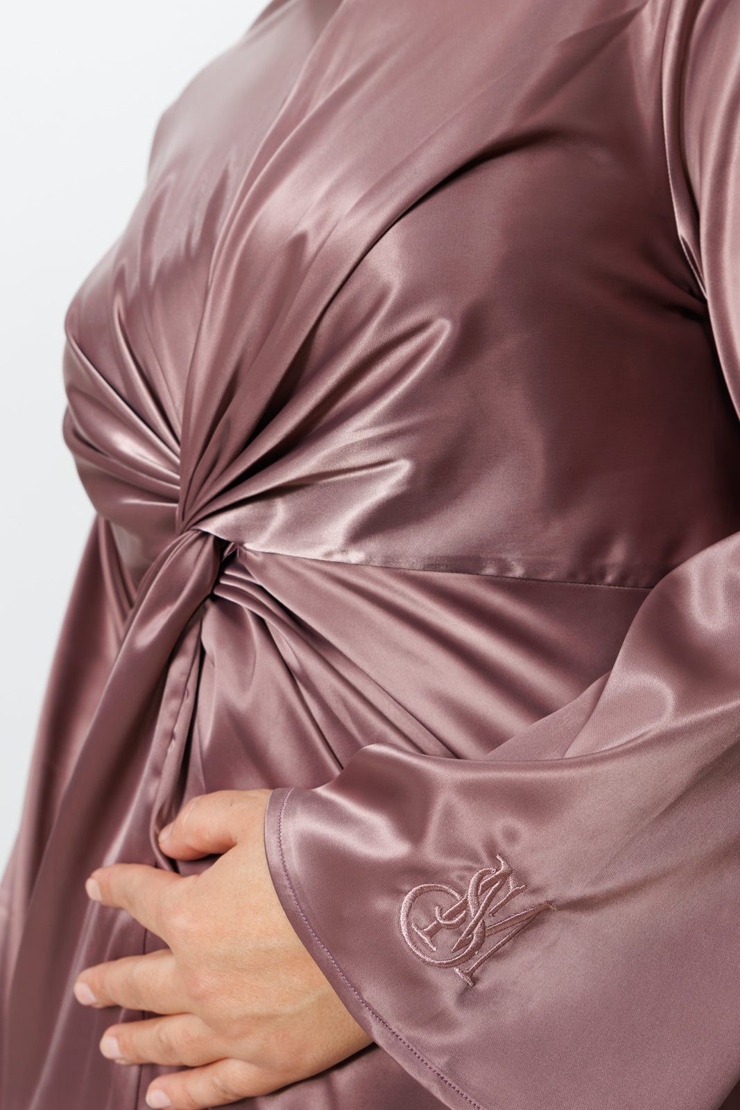 Long Stretch Satin Dress - Mellow Mauve Color