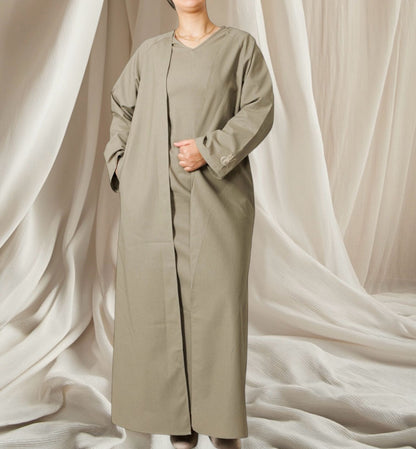 kimono sets in effen linnen - Licht Khaki kleur