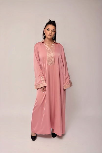 Robe Signature Contrastée – Rose Velours