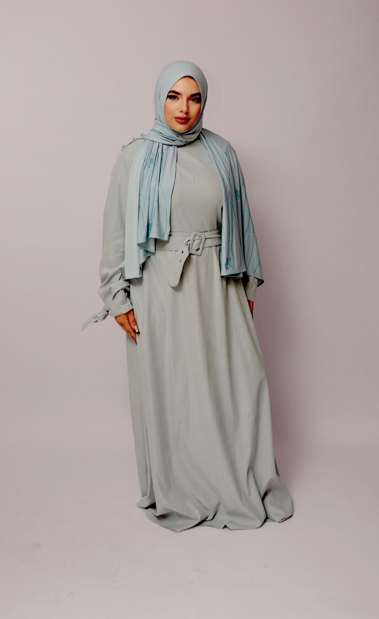 Belted Dress – Ice Blue