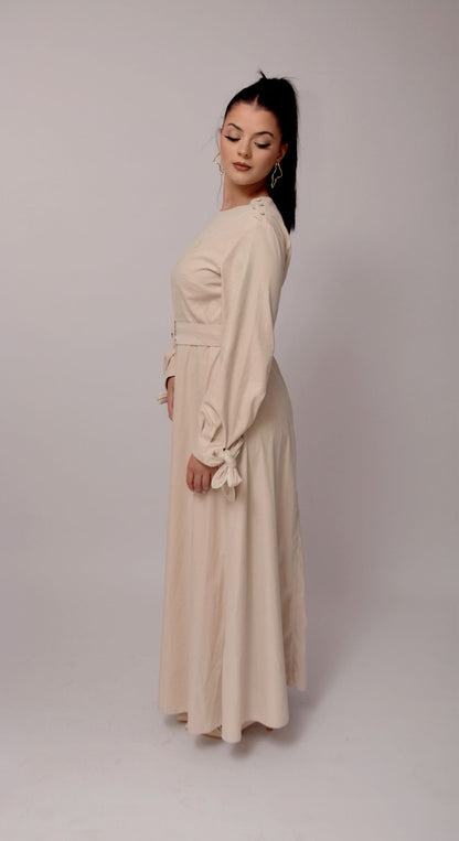 Belted Dress – Sand Beige