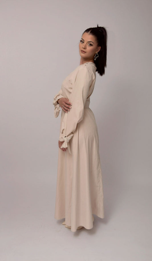 Belted Dress – Sand Beige