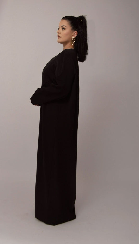 Abaya Élégante Ceinturée – Noir