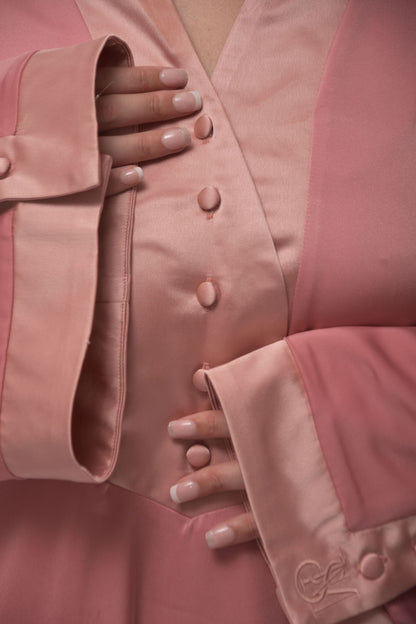 Robe Signature Contrastée – Rose Velours