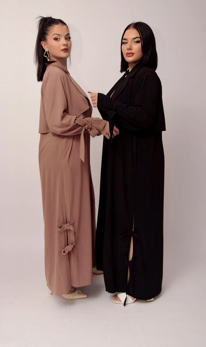 Trench Abaya Nouée – Rose Poudré